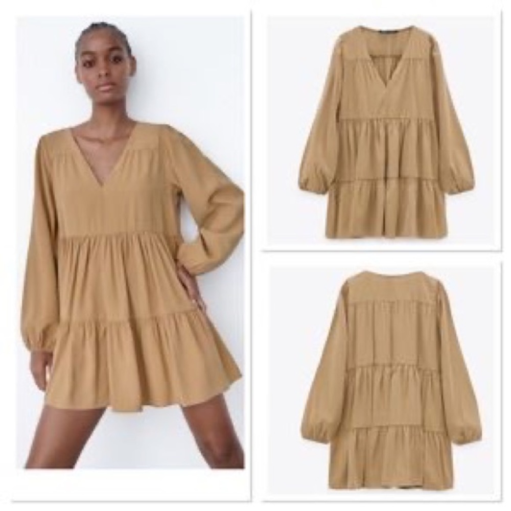 Zara Long Sleeve Tiered Mini Dress